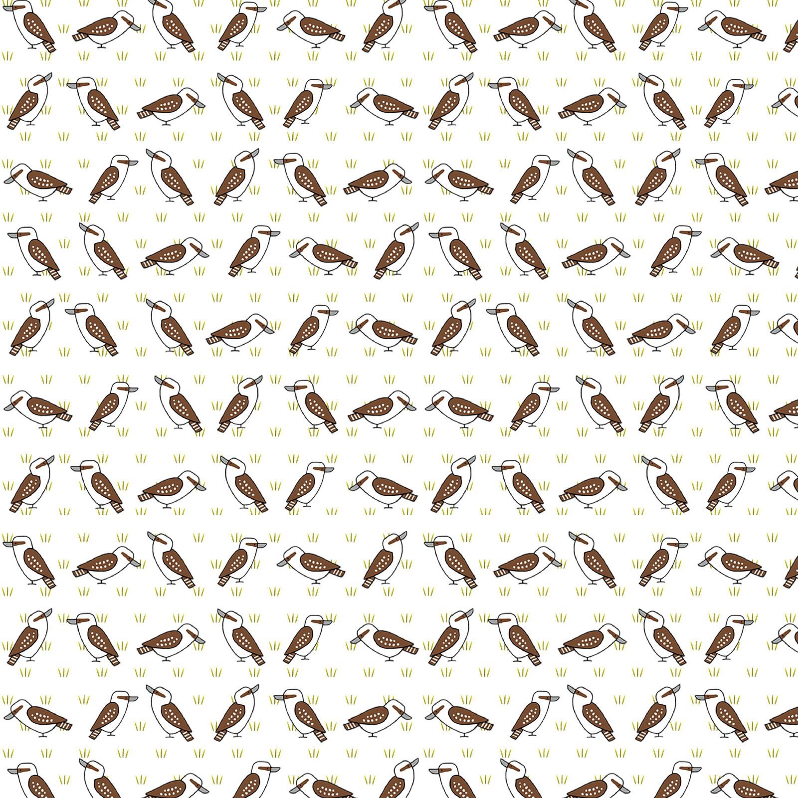 Kookaburras on White Fabric