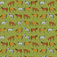 Horses on Green Fabric