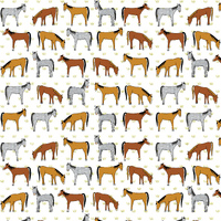 Horses on White Fabric