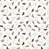 Mixed Birds on White Fabric