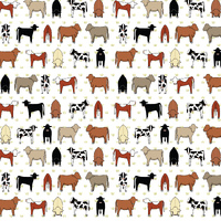 Mixed Cows on White Fat Quarter