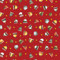 Christmas Pudding Large on Red Fabric