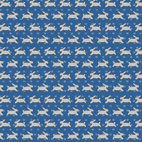 Rabbits on Blue Fabric