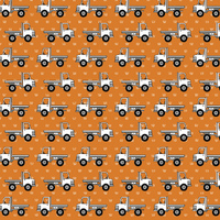 Trucks on Orange Fabric