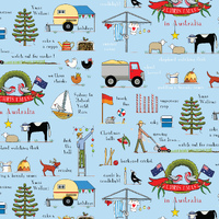 Christmas in Australia Large on Blue Fabric