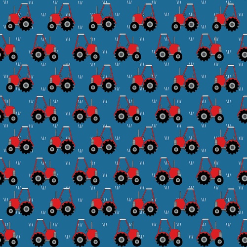 Red Tractors On Blue