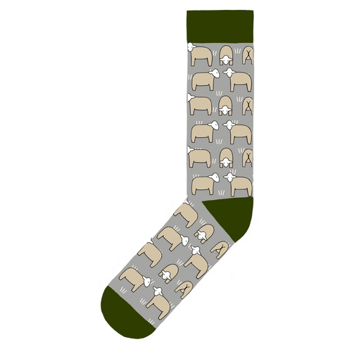 Sheep On Grey (Dark Olive Cuff)