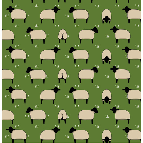 Black Face Sheep on Green