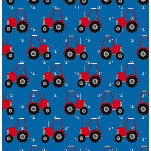 Red Tractors On Blue