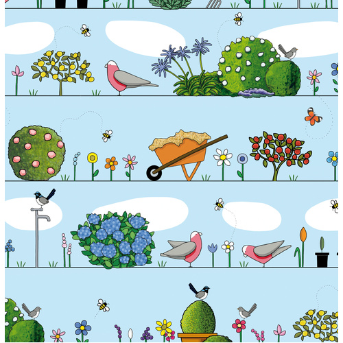 Spring Garden On Blue